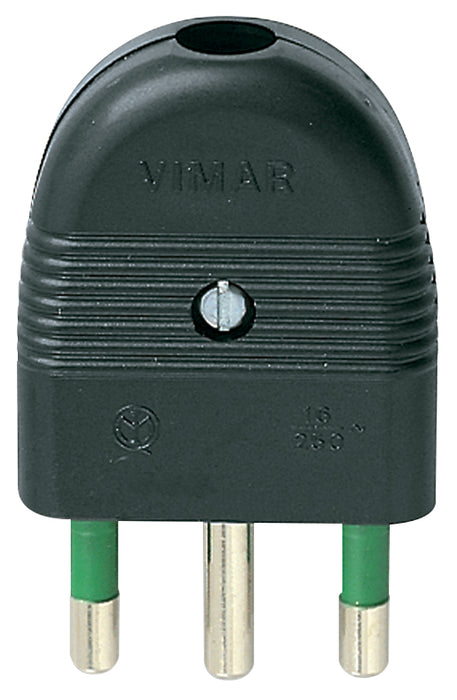 Vimar 01026 - Spina 2P+T 16A assiale nero