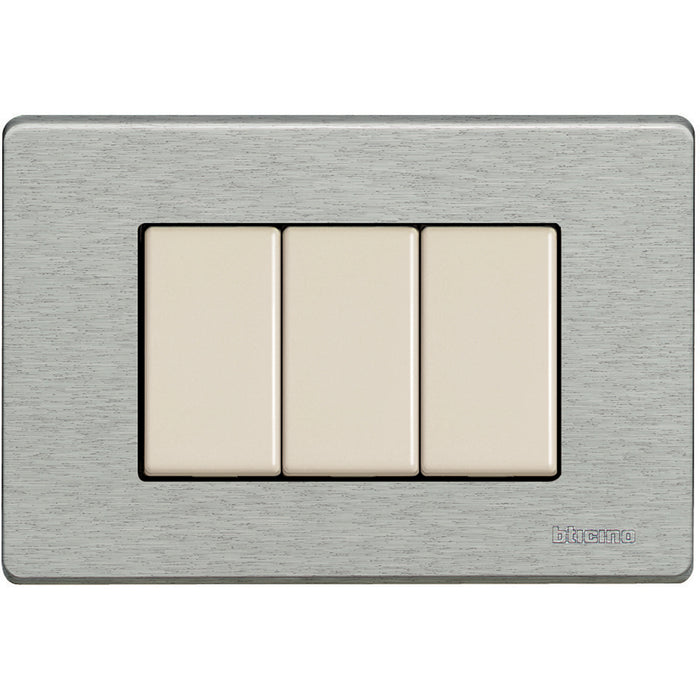 BTicino 503/3A/AL - magic - placca 3P alluminio