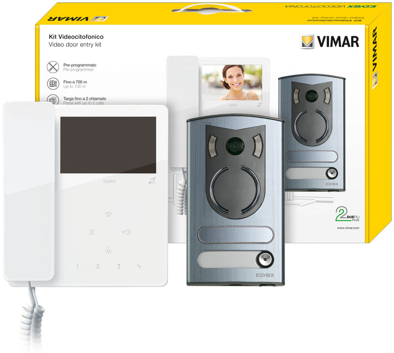 Vimar 7549/M - Kit videocitofonico m/bif.4‚3in Tab+13F2 - Due Fili Plus / Serie TAB + Targa 1300