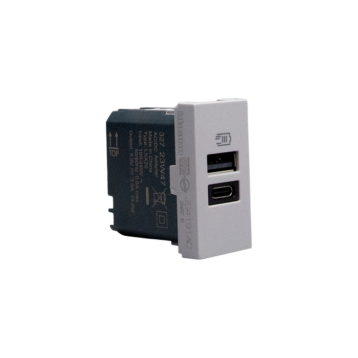 BTicino JG4191AC - MatixGO - caricatore usb AC 1m grigio