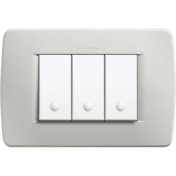 BTicino C4803GC - luna - placca 3P grigio chiaro
