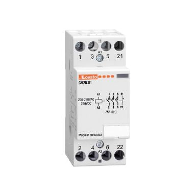 Lovato CN2510024 - Contattore modulare‚ tripolare o quadripolare‚ 25a ac1‚ 24vac/dc (4na)