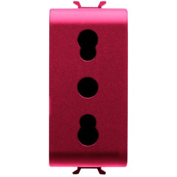Gewiss GW10213 - PRESA STANDARD ITALIANO 250V ac - PER LINEE DEDICATE - 2P+T 16A BIVALENTE - P11-P17 - 1 MODULO - ROSSO - CHORUS
