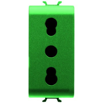 Gewiss GW10223 - PRESA STANDARD ITALIANO 250V ac - PER LINEE DEDICATE - 2P+T 16A BIVALENTE - P11-P17 - 1 MODULO - VERDE - CHORUS