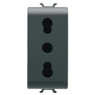 Gewiss GW12203 - PRESA STANDARD ITALIANO 250V ac - 2P+T 16A BIVALENTE - P11-P17 - 1 MODULO - NERO - CHORUS