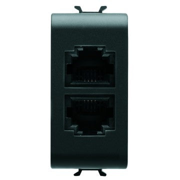 Gewiss GW12403 - PRESA TELEFONICA STANDARD INTERNAZIONALE - RJ11 DOPPIO - IMPACT TOOL - 1 MODULO - NERO - CHORUS