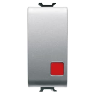 Gewiss GW14138 - PULSANTE UNIPOLARE 250V ac - NC+NA 16A - ARRESTO - SIMBOLO CERCHIO ROSSO - 1 MODULO - TITANIO - CHORUS