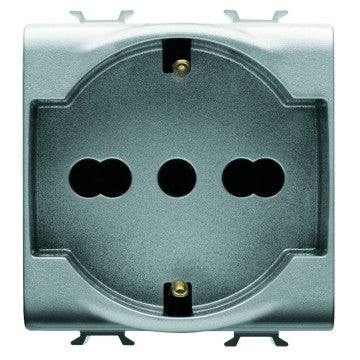 Gewiss GW14204 - PRESA STANDARD ITALIANO/TEDESCO 250V ac - 2P+T 16A BIVALENTE - 2 MODULI - TITANIO - CHORUS
