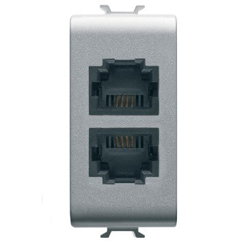 Gewiss GW14403 - PRESA TELEFONICA STANDARD INTERNAZIONALE - RJ11 DOPPIO - IMPACT TOOL - 1 MODULO - TITANIO - CHORUS