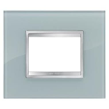 Gewiss GW16603CA - PLACCA FLAT - IN VETRO - 3 POSTI - AZZURRO SKY - CHORUS