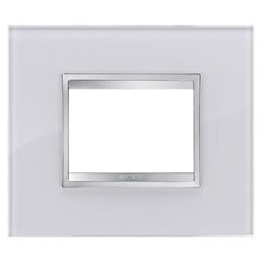 Gewiss GW16603CB - PLACCA FLAT - IN VETRO - 3 POSTI - BIANCO FLASH - CHORUS