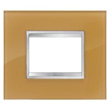 Gewiss GW16603CO - PLACCA FLAT - IN VETRO - 3 POSTI - AMBRA FOSSIL - CHORUS
