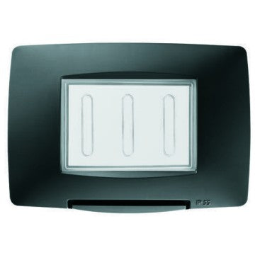Gewiss GW16703TN - PLACCA STAGNA STANDARD ITALIANO - 3 POSTI IP55 - NERO - CHORUS