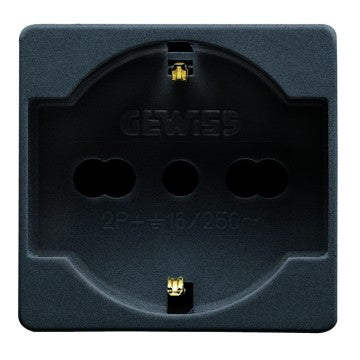 Gewiss GW21246 - Presa standard italiano bivalente 250V 2P+T 16A nero - serie System