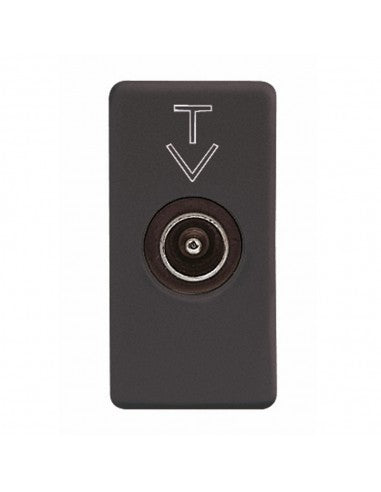 Gewiss GW21381 - PRESA COASSIALE TV SCHERMATURA CLASSE A - CONNETTORE IEC MASCHIO 9‚5mm - DIRETTA CON PASSAGGIO DI CORRENTE - 1 MODULO - SYSTEM BLACK
