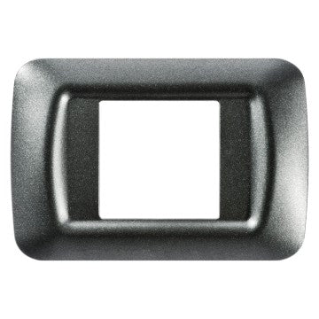 Gewiss GW22612 - PLACCA TOP SYSTEM - IN TECNOPOLIMERO FINITURA LUCIDA - 2 POSTI - ARDESIA METALLIZZATO - SYSTEM