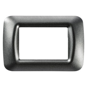Gewiss GW22613 - PLACCA TOP SYSTEM - IN TECNOPOLIMERO FINITURA LUCIDA - 3 POSTI - ARDESIA METALLIZZATO - SYSTEM