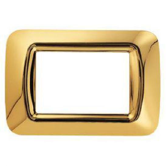 Gewiss GW22663 - PLACCA TOP SYSTEM - IN TECNOPOLIMERO FINITURA LUCIDA - 3 POSTI - ORO ANTICO - SYSTEM
