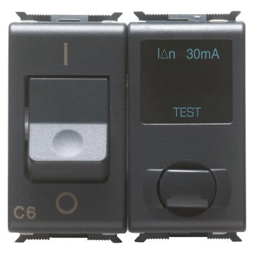 Gewiss GW30377 - INTERRUTTORE AUTOMATICO MAGNETOTERMICO DIFFERENZIALE - 1P+N 6A 10mA 3KA 230V - CURVA C - CLASSE A - 2 MODULI - PLAYBUS