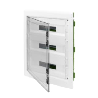 Gewiss GW40610PM - CENTRALINO PROTETTO - GREEN WALL - PER PARETI MOBILI E CARTONGESSO - PORTA TRASPARENTE FUM CON TELAIO ESTRAIBILE - 54 (18X3) MODULI IP40