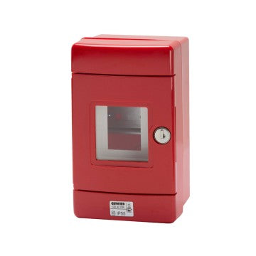 Gewiss GW42206 - CENTRALINO STAGNO PER EMERGENZA CON GUIDA DIN - 4 MODULI EN50022 - ROSSO RAL 3000