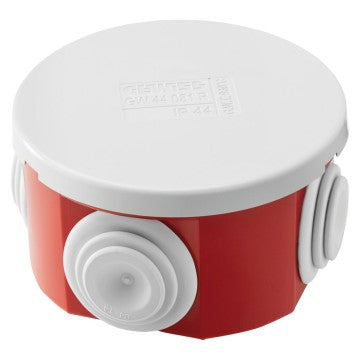 Gewiss GW44051R - CASSETTA DI DERIVAZIONE CON COPERCHIO BASSO A PRESSIONE - IP44 - DIMENSIONI INTERNE 65X35 - PARETI CON PASSACAVI - GWT960C - GRIGIO - FONDO ROSSO