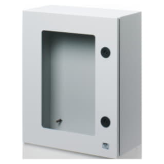 Gewiss GW46233 - QUADRO METALLO PORTA MUNITA DI OBL IN VETRO TEMPERATO E SERRATURA 405X500X200 - IP55 - GRIGIO RAL 7035