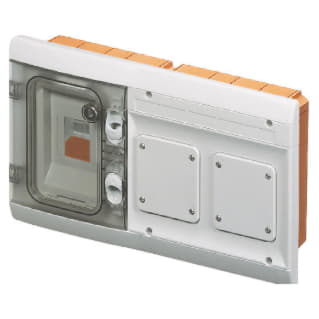 Gewiss GW48686 - QUADRETTO COMBINATO DA INCASSO STAGNO PREDISPOSTO PER APPARECCHI MODULARI E PER DUE FLANGE 85X75 PER MONTAGGIO DI PRESE IEC309-IP55-GRIGIO RAL 7035