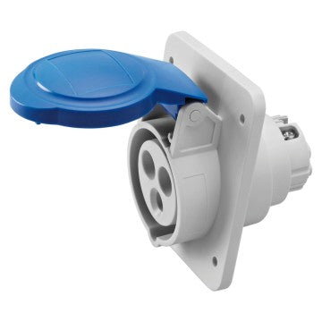 Gewiss GW62205H - PRESA FISSA DA INCASSO A 10 HP - IP44/IP54 - 2P+T 16A 200-250V 50/60HZ - BLU - 6H - CABLAGGIO A VITE