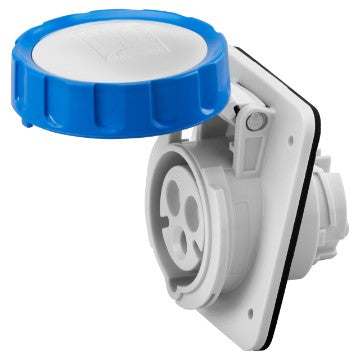 Gewiss GW62227H - PRESA FISSA DA INCASSO A 10 HP - IP66/IP67 - 2P+T 16A 200-250V 50/60HZ - BLU - 6H - CABLAGGIO A VITE