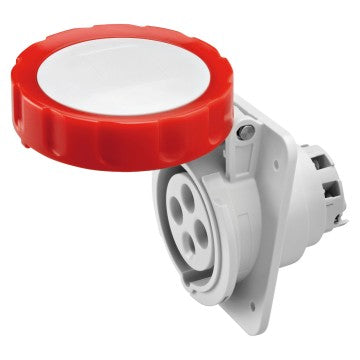 Gewiss GW62231H - PRESA FISSA DA INCASSO A 10 HP - IP66/IP67 - 3P+T 16A 380-415V 50/60HZ - ROSSO - 6H - CABLAGGIO A VITE