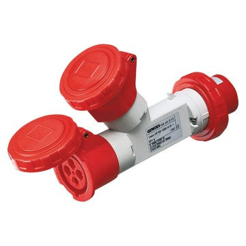 Gewiss GW64014 - MOLTIPLICATORE MOBILE 2 USCITE IP67-SPINA 16A-2 PRESE 3P+N+T 400V 50/60HZ-ROSSO-6H