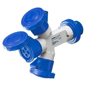 Gewiss GW64024 - MOLTIPLICATORE MOBILE 3 USCITE IP67-SPINA 16A-3 PRESE 2P+T 230V 50/60HZ-BLU-6H