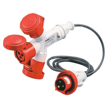 Gewiss GW64055 - MOLTIPLICATORE MOBILE 3 USCITE IP67-2M DI CAVO FLESSIBILE-SPINA 16A-3 PRESE 3P+T 400V 50/60HZ-ROSSO-6H