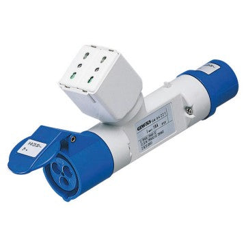 Gewiss GW64221 - DERIVATORE ADATTATORE MOBILE IP44 - 1 USCITA DERIVATA - CABLATO-SPINA 2P+T 16A 230V ac 50/60HZ-2 PRESE 2P+T 16A P17/11 + 1 PRESA 2P+T 16A 230V ac