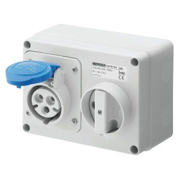 Gewiss GW66004 - PRESA FISSA INTERBLOCCATA ORIZZONTALE - CON FONDO - SENZA BASE PORTAFUSIBILI - 2P+T 16A 200-250V - 50/60HZ 6H - IP44