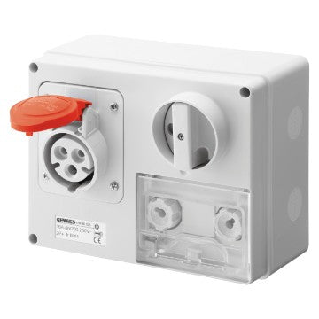 Gewiss GW66042 - PRESA FISSA INTERBLOCCATA ORIZZONTALE - CON FONDO - CON BASE PORTAFUSIBILI - 3P+N+T 32A 346-415V - 50/60HZ 6H CBF - IP44