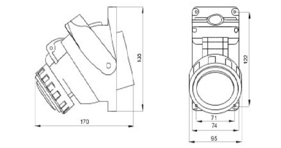Gewiss GW66485 - COMBIBLOC - SENZA FONDO - IP55 - 3P+T 32A 480-500V - 50/60HZ 6H