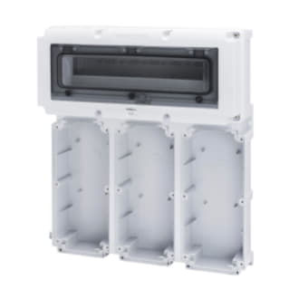 Gewiss GW66783 - BASE MODULARE CON PANNELLO FINESTRATO GUIDA DIN 1 - 3 PRESE 16/32A / SELV-18 MOD.EN50022