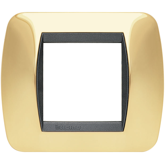 BTicino L4802OR - living int - placca 2 posti oro vero