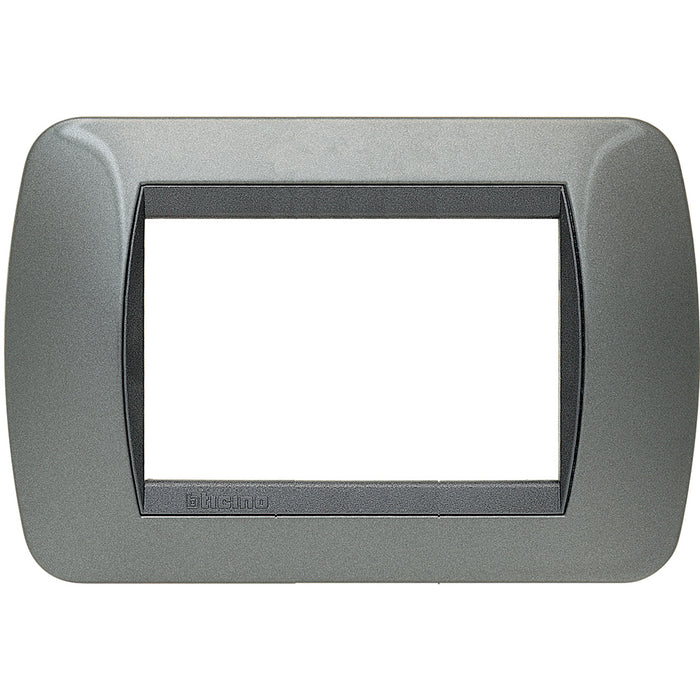 BTicino L4803AC - living int - placca 3 posti acciaio scuro