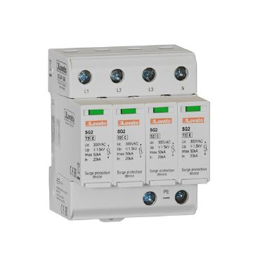 Lovato SG24PA300 - Scaricatore di sovratensione tipo 2 a cartuccia estraibile‚ corrente nominale di scarica in (8/20ms) 20ka per polo‚ 4p