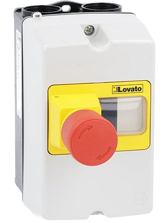 Lovato SM1Z1702P - Contenitore da parete ip65 per sm1p... Larghezza 80mm. Con pulsante per arresto d'emergenza