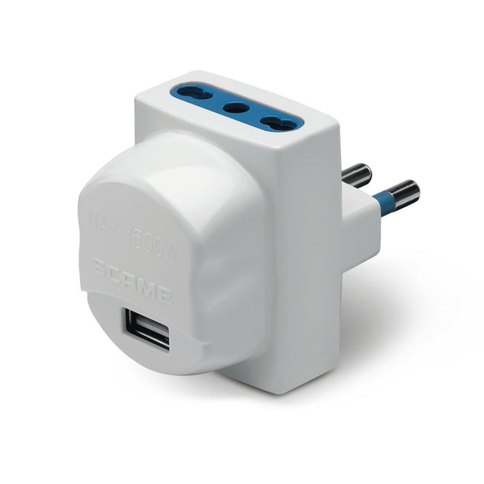 Scame 146.511 - Adattatore 2 prese bivalenti + Usb - Scame