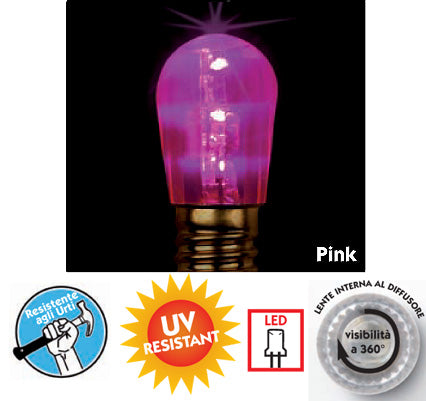 Wimex 4500937 - LINEALED E14 14V 3LED PINK