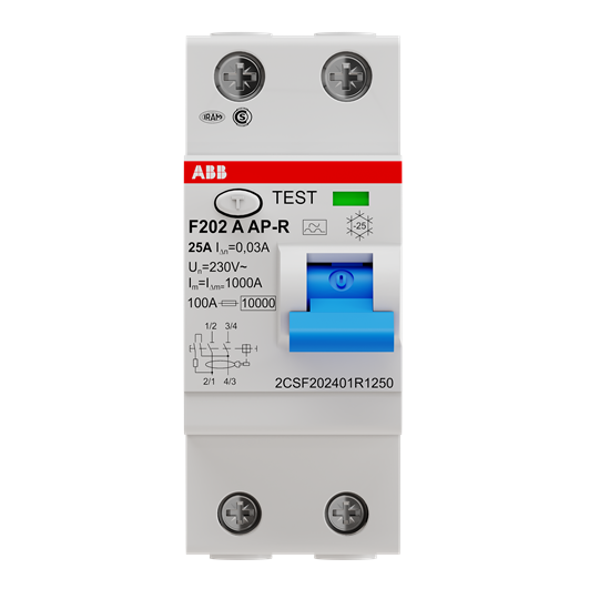 Abb F427851 - Interruttore differenziale 2p classe A 25A 30mA APR antiperturbazione 2P