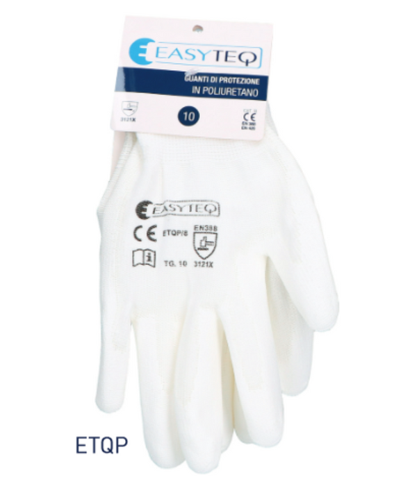 PACKGUANTIL - Pacco da 10pz di guanti EasyTeq taglia L in poliuretano con dorso areato in cotone