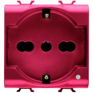 Gewiss GW10214 - PRESA STANDARD ITALIANO/TEDESCO 250V ac - PER LINEE DEDICATE - 2P+T 16A BIVALENTE - P30-P17 - 2 MODULI - ROSSO - CHORUS