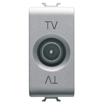Gewiss GW14361 - PRESA COASSIALE TV SCHERMATURA CLASSE A - CONNETTORE IEC MASCHIO 9‚5mm - DIRETTA CON PASSAGGIO DI CORRENTE - 1 MODULO - TITANIO - CHORUS