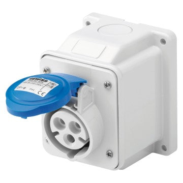Gewiss GW62404 - PRESA FISSA DA PARETE A 10 - IP44 - 2P+T 16A 200-250V 50/60HZ - BLU - 6H - CABLAGGIO A VITE
